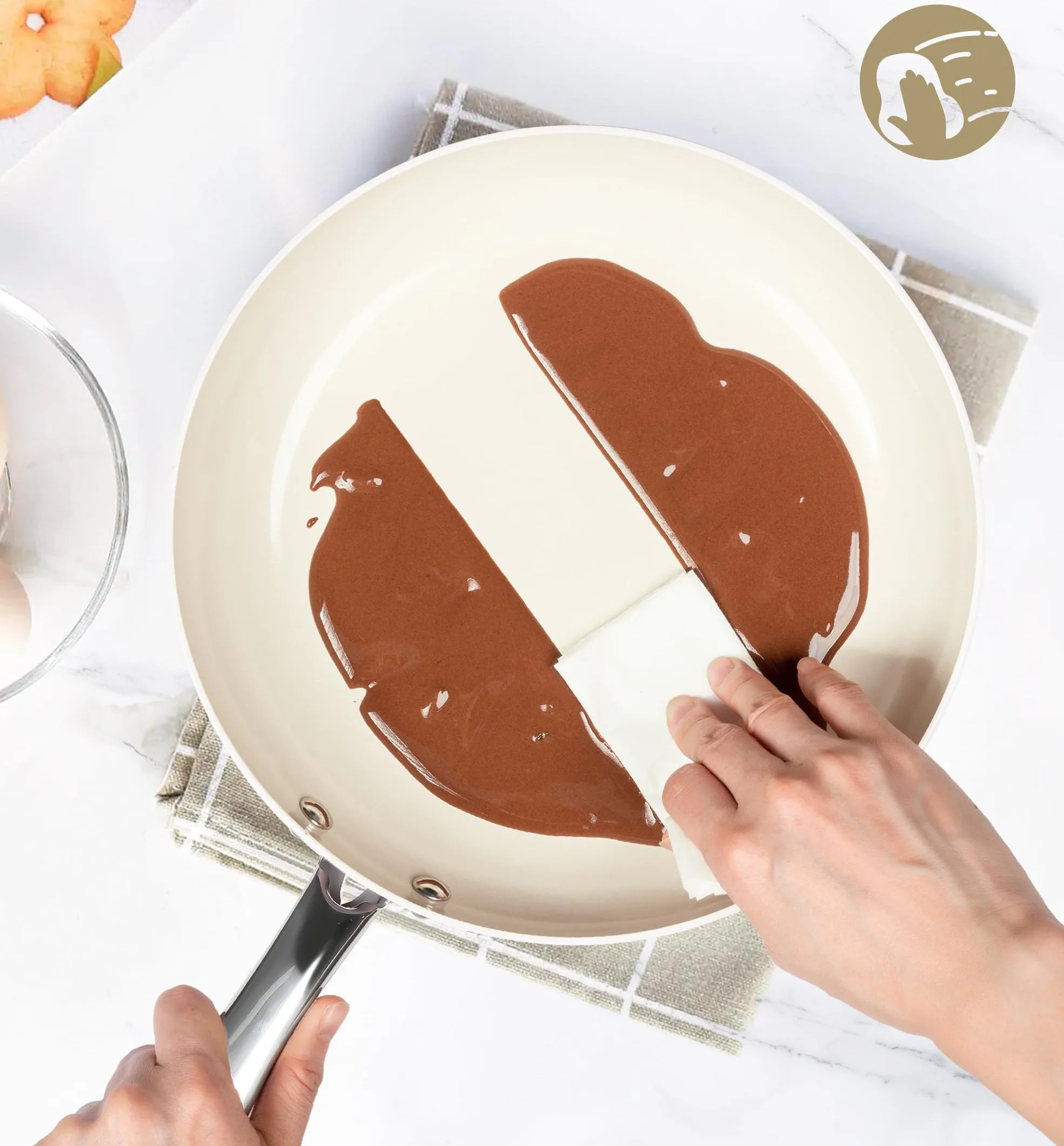 WT-FP001 White Food Contact Non-stick Painting Pressed Frying Pan — image 5